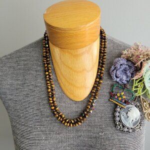 *NWT* Chan Luu Double Wrap Necklace with Tiger-eye Colored Beads Necklace